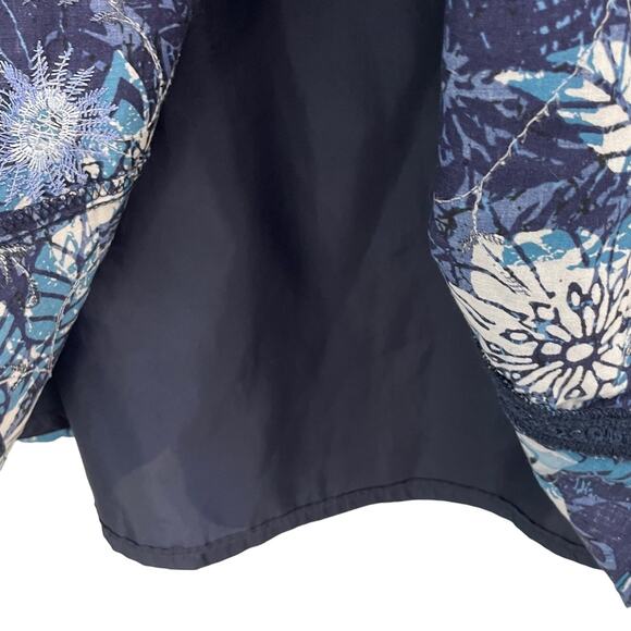 CHICO'S Skirt Chico Size 0 or US 4 Blue Floral Peasant Pleated Embroidery Boho - Picture 5 of 7